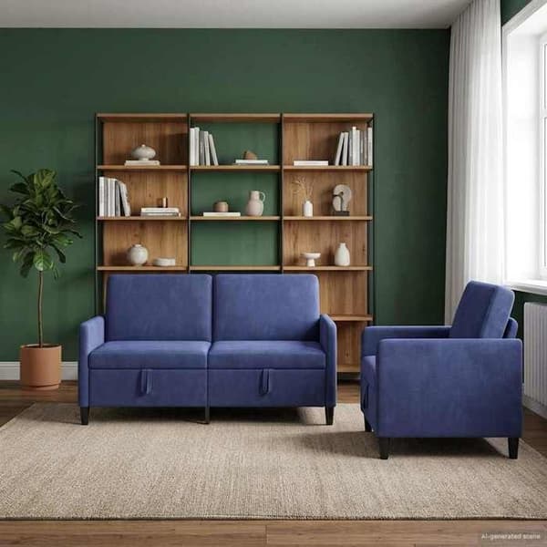 Maison Exclusive - Sofa med opbevaring 2 stk Blå polyester
