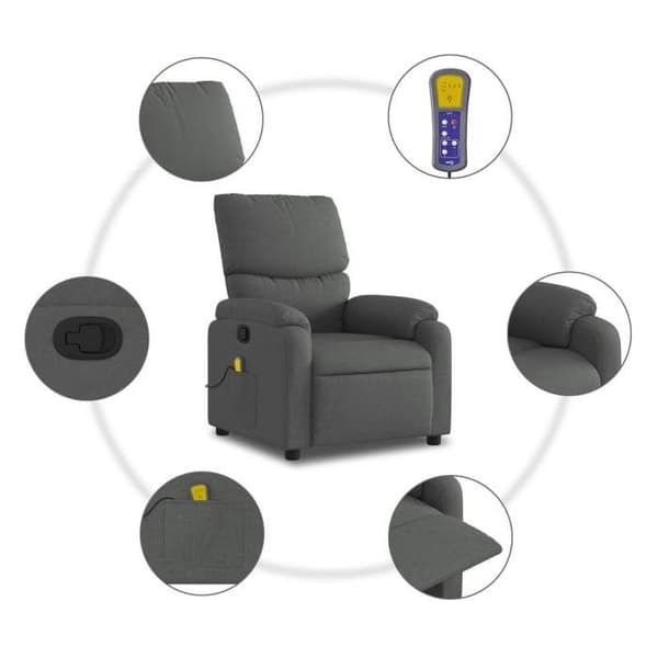Maison Exclusive - Grått tyg massagestol med lutning Mörkgrå