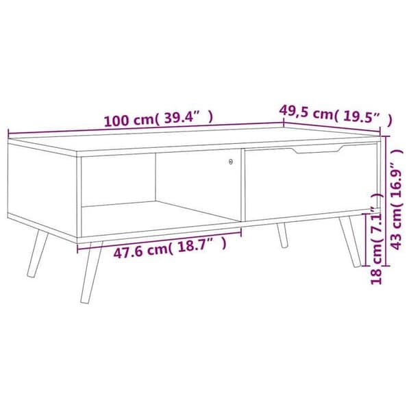 Bord - EKSKLUSIV HUS - 100 x 49,5 x 43 cm - Sort - Ingeniørtræ - Rektangulær Svart