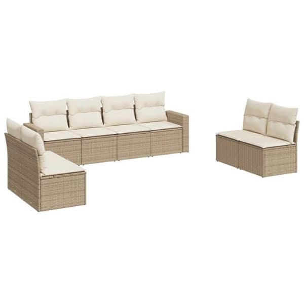 Maison Exclusive - Trädgårdsmöbler med kuddar 8 delar beige flätad resin
