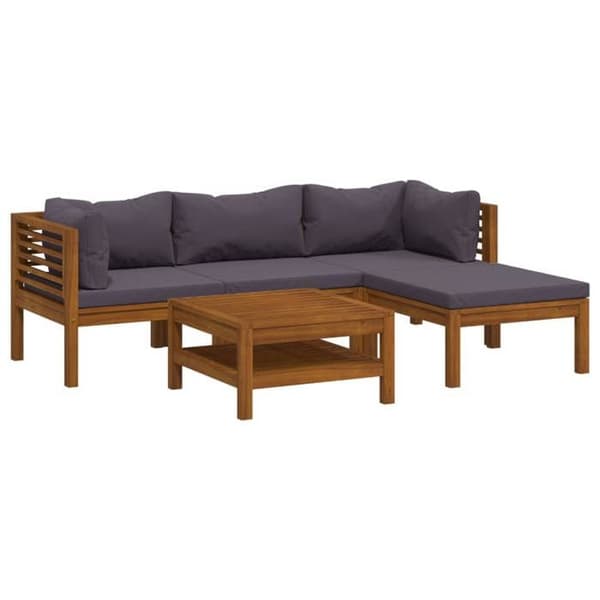 Maison Exclusive - Havegruppe 5 stk med pude i solid akacietræ