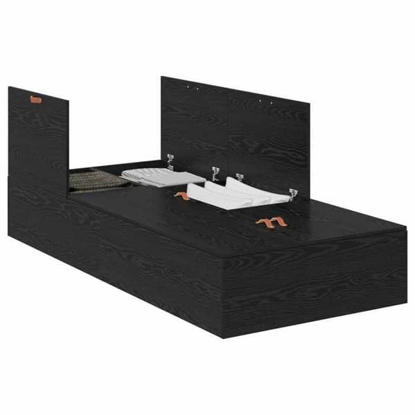 Maison Exclusive - Sengestel med opbevaring med dør Eg sort 100 x 200 cm