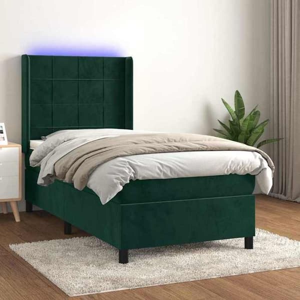 Maison Exclusive - Puu- ja sänkypatja LED Vihreä 90x200cm Sametti Mörkgrön