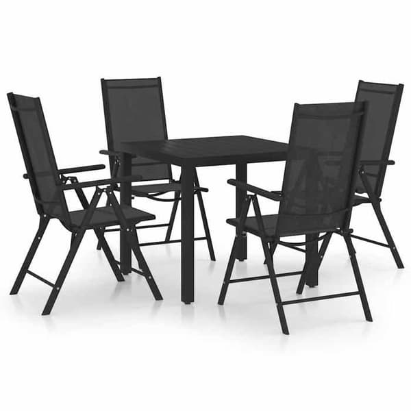 Maison Exclusive - Have spisebordssæt 5 dele sort aluminium Svart