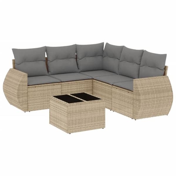 Maison Exclusive - Trädgårdsmöbler med kuddar 6 delar beige flätad resin