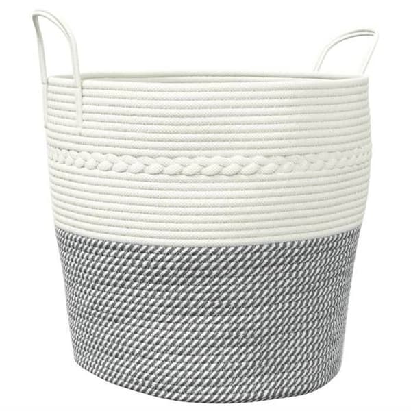 Maison Exclusive - Förvaringskorg grå och vit Ø43x38 cm bomull grått och vitt