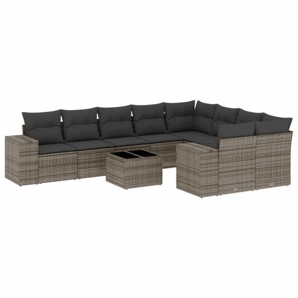 Maison Exclusive - Trädgårdsmöbler med kuddar 10 delar grå flätad resin