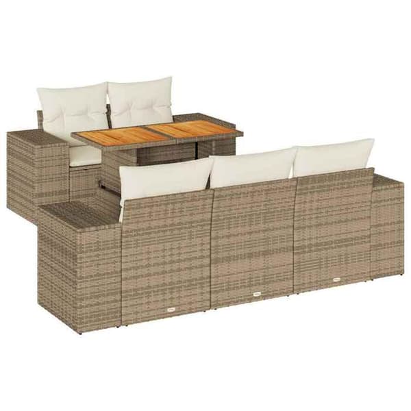 Maison Exclusive - Puutarhakalusteet tyynyillä 6 kpl beige punottu muovi