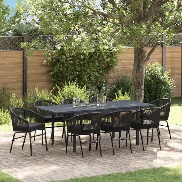 Maison Exclusive - 9 pc have spisebordssæt i sort polyrotin Svart