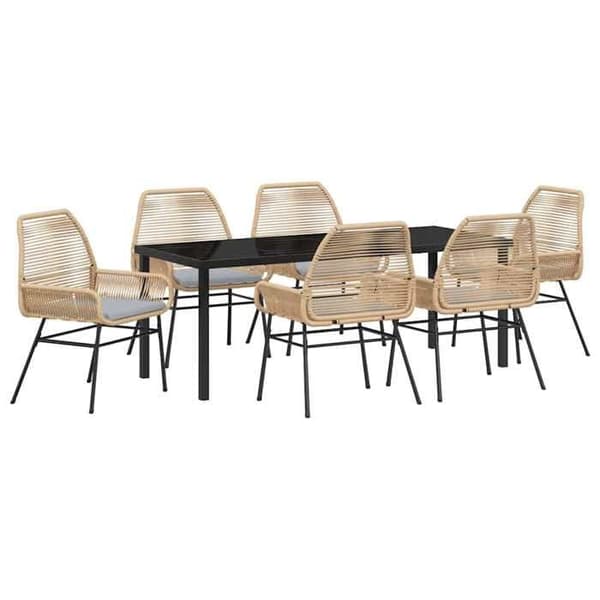 Maison Exclusive - 7 pc spisebordssæt til haven i brun polyrotin brun
