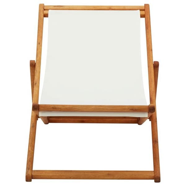 Maison Exclusive - Strandstol i eucalyptus træ og hvid creme stof