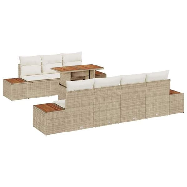 Maison Exclusive - 8 osan beige polyrottinkinen puutarhakalustesetti beige