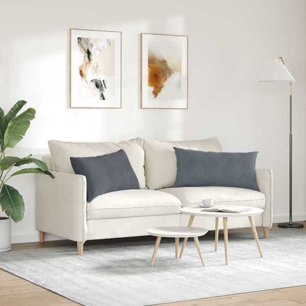 Soffkuddar - EXKLUSIVT HEM - 80 x 40 cm - Mörkgrå - Ribbad sammet - 2-pack Mörkgrå