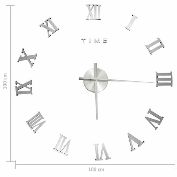 Maison Exclusive - Moderni 3D-seinäkello Hopea 100 cm XXL Silver
