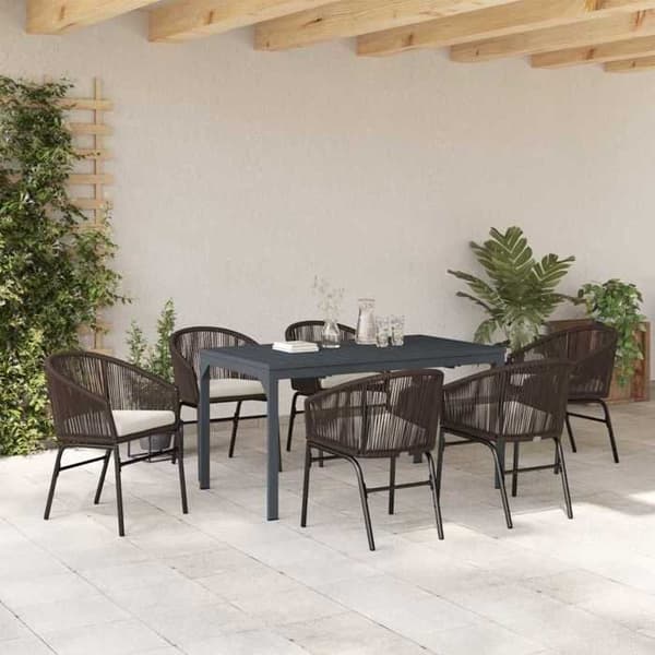 Maison Exclusive - 7 pc spisebordssæt til haven i brun polyrotin brun