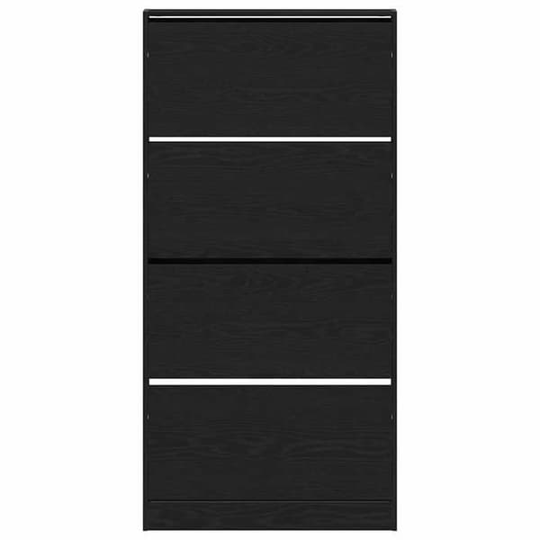 Skoopbevaring - EKSKLUSIV HUS - 80 x 21 x 163,5 cm - Ingeniørtræ - Sort - Svingdøre