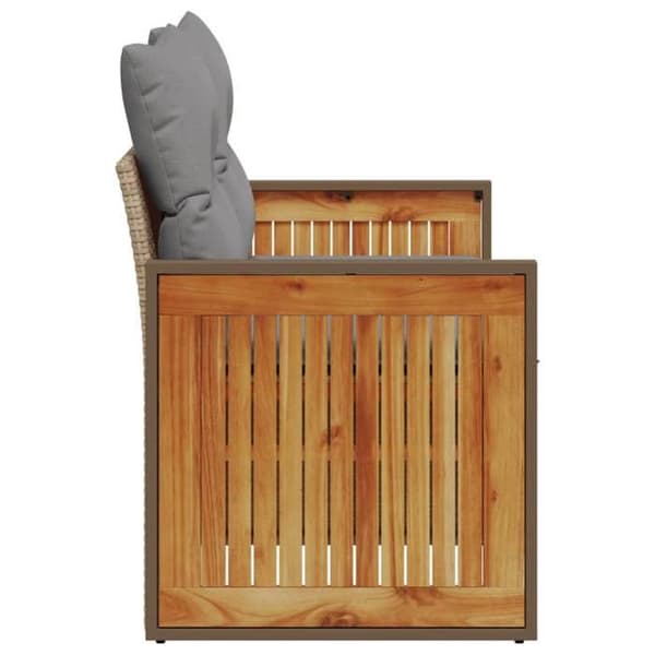 Maison Exclusive - Trädgårdsoffa med kuddar 2 platser beige flätad resin