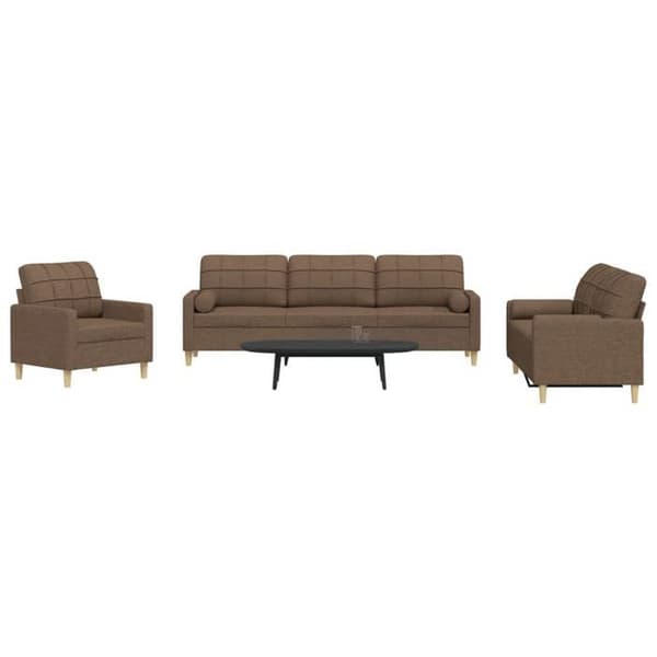 Maison Exclusive - Sæt af 3 sofaer med brune dekorative puder i stof