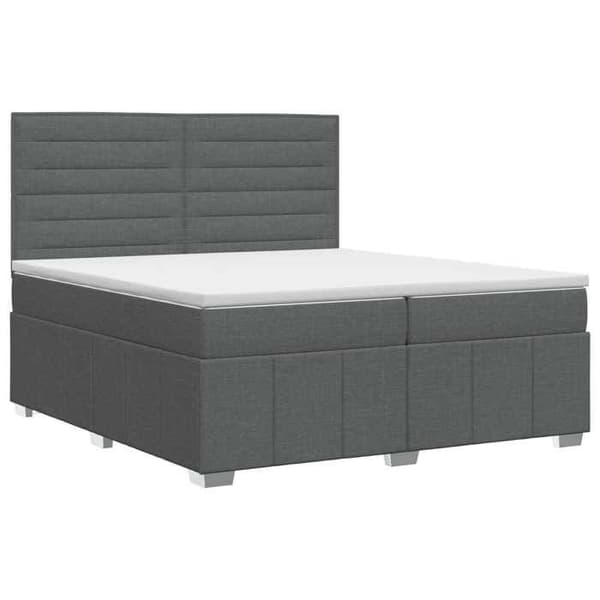 Maison Exclusive - Boxspring seng med madras Mørkegrå 200 x 200 cm Stof Mörkgrå
