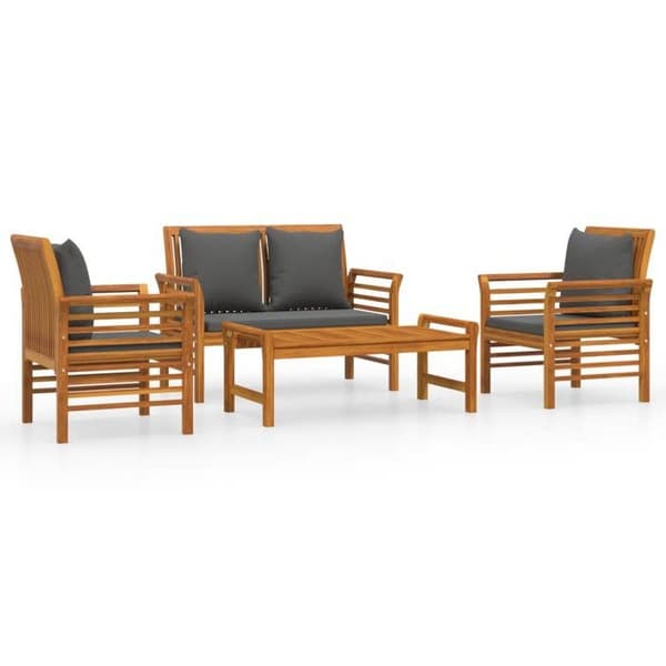 Maison Exclusive - Havegruppe 4 stk med puder i solid akacietræ