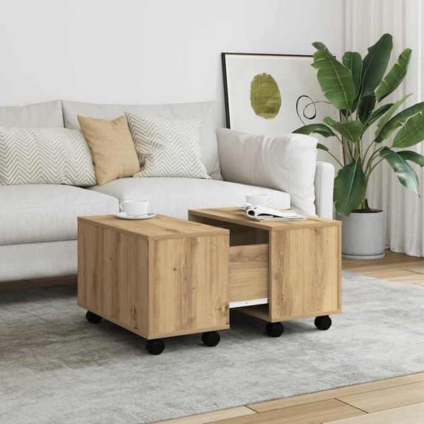 Maison Exclusive - Håndlavet egetræ sofabord 60x60x38 cm ingeniørtræ