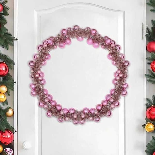 Festpynt - EKSKLUSIV HUS - LED julekugle guirlande 186 cm - Rosa - Polystyren - Let og foldbar Ros