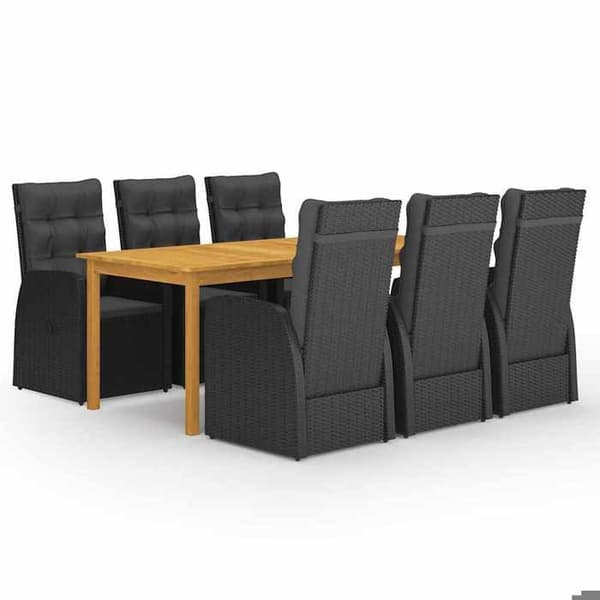Maison Exclusive - Have spisebordssæt 7 dele Sort Svart