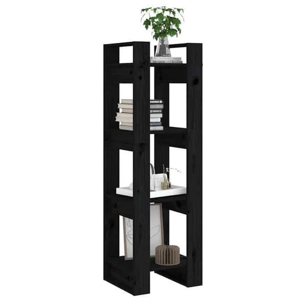 Maison Exclusive - Bibliotek/Rumseparator Sort 41x35x125 cm Massiv fyr
