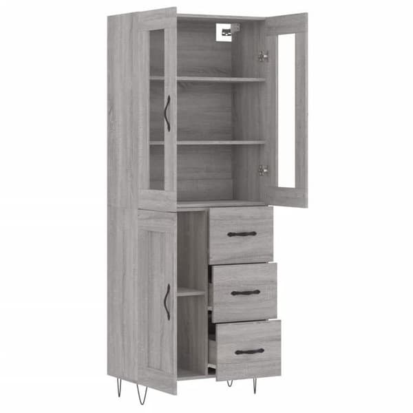 Maison Exclusive - Buffé hög Sonoma grå 69,5x34x180 cm Ingenjörsträ