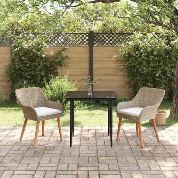 Maison Exclusive - 3-delt spisebordssæt til haven i beige polyrotin beige