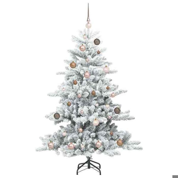 Konstgjord julgran - EXKLUSIV HEM - Ledade grenar - Vit 150 cm - Varmvit LED - Fällbart metallstöd Vit