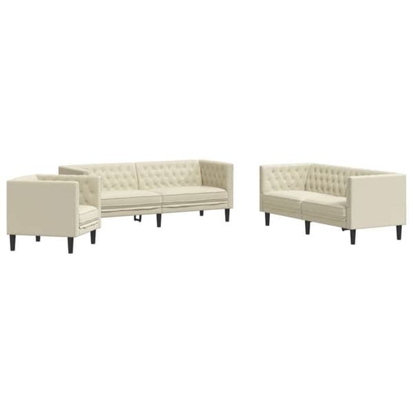 Maison Exclusive - Chesterfield sofa sæt 3 dele creme kunstlæder