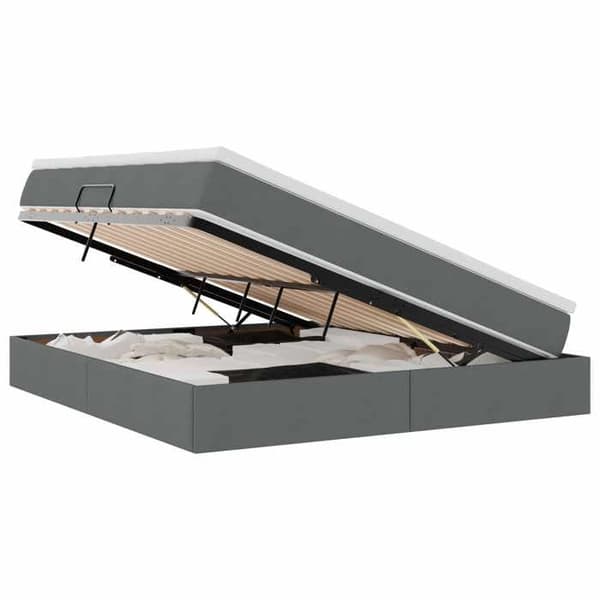 Sängram med madrass - EXKLUSIV HEM - 160x200 - Mörkgrå - Polyester - Hydraulisk förvaring Mörkgrå