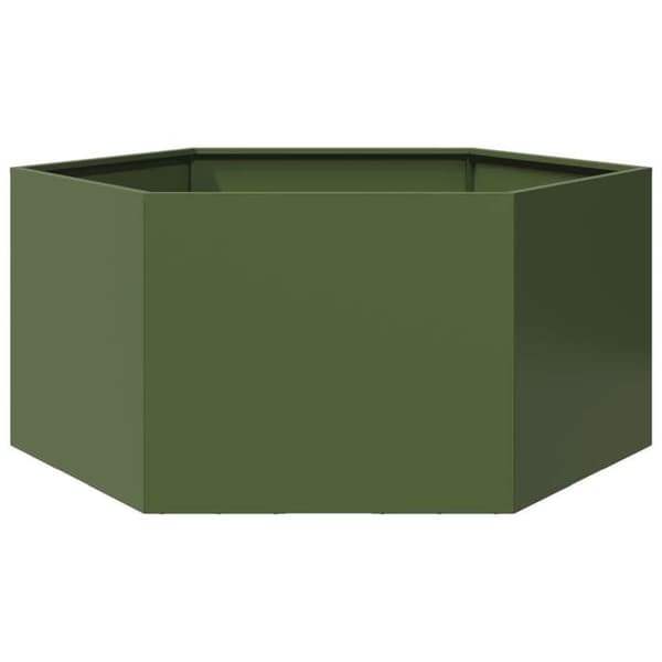 Maison Exclusive - Olivengrøn hexagonal plantekasse 104x90x45 cm stål Olivgrön