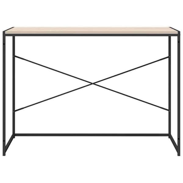 Maison Exclusive - Sort og egetræ Kontorbord 110x60x70cm Ingeniørtræ