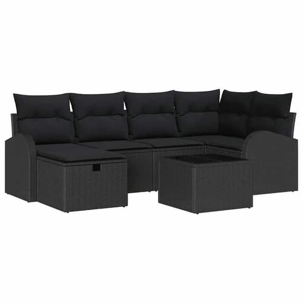 Maison Exclusive - 7-delars soffgrupp i svart polyrotting