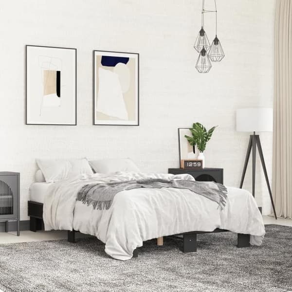 Sengestel - EKSKLUSIV HUS - 120x200 cm - Sort - Inkluderet lamelbund - Spånplade Svart