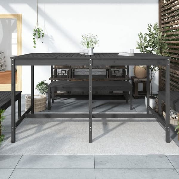 Maison Exclusive - Harmaa puutarhapöytä 203,5x90x110 cm massiivipuusta grå