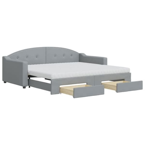 Maison Exclusive - Sengebænk med udtræk og lysegrå skuffer 90x190 cm stof