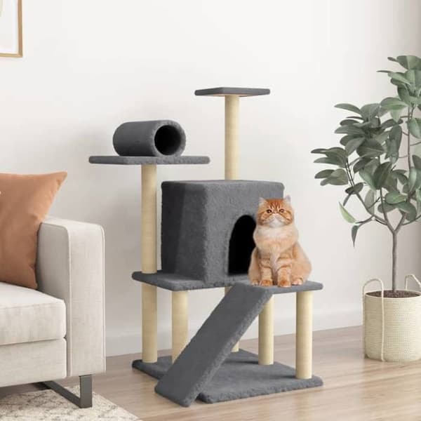 Maison Exclusive - Kattekradse med grå sisal klatretræ 110,5 cm mörkgrå