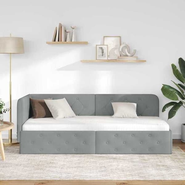 Maison Exclusive - Lyst grå hjørneseng 80 x 200 cm stof