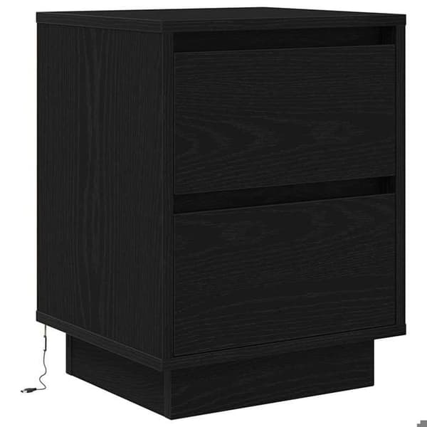 Maison Exclusive - Natbord med LED-lys sort 38x34x50 cm