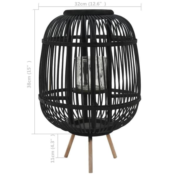 Maison Exclusive - Kova jalka bambu musta kynttilänjalka svart