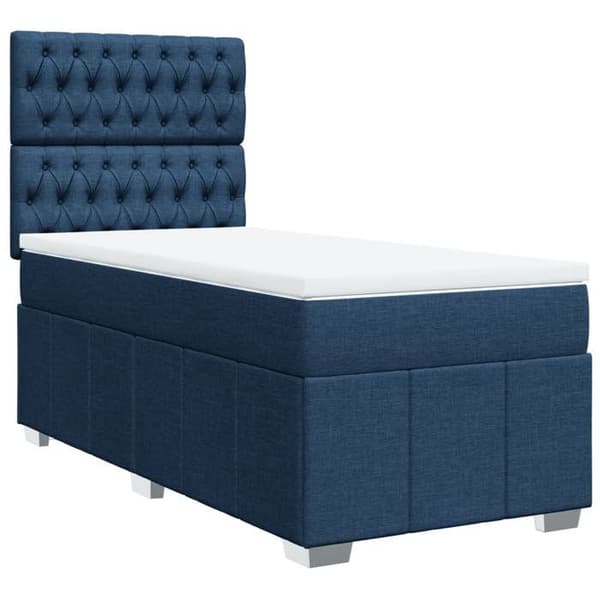 Maison Exclusive - Seng med lameller og madras Blå 100x200 cm Stof