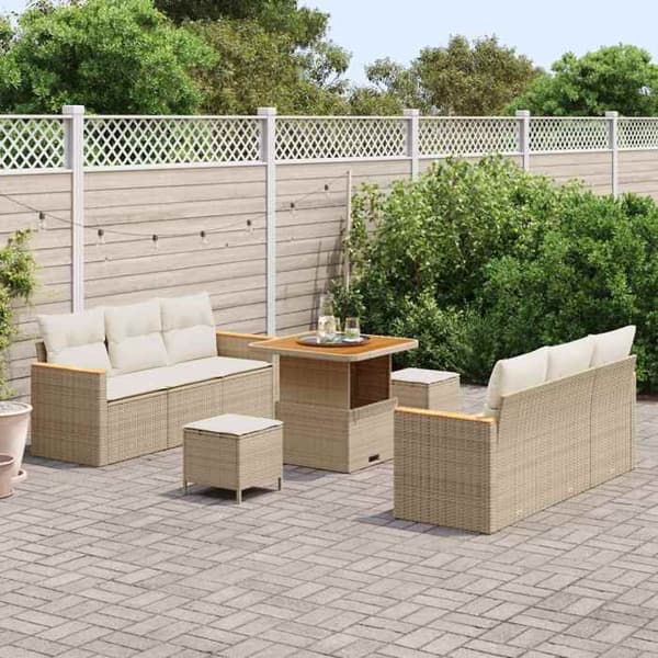 Trädgårdsmöbler - EXKLUSIVT HUS - Set 9 delar - Beige - Polyrotin - Modulär beige