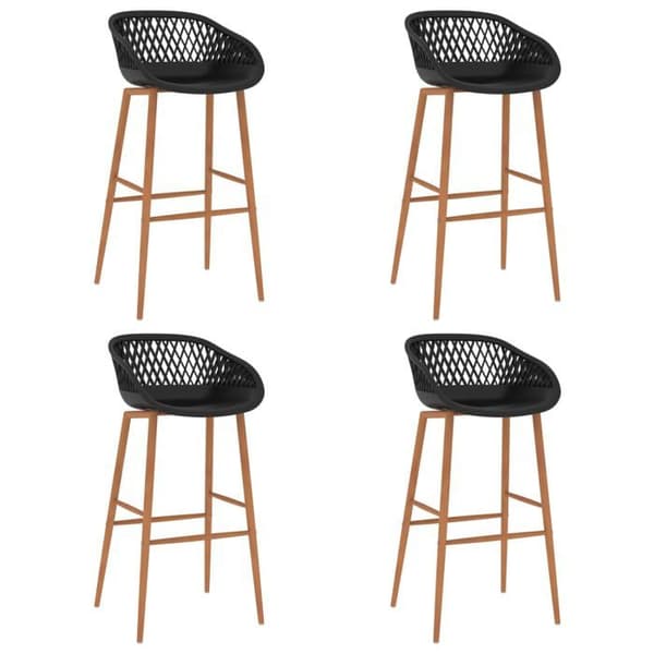 Barstole - Eksklusivt Hus - Sæt af 4 - Sort - Ergonomisk sæde Svart