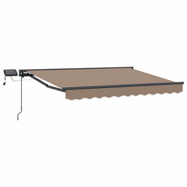 Maison Exclusive - Manuell markisram med LED-lampor Taupe 3,5 x 2 m