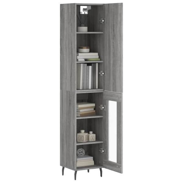 Maison Exclusive - Buffé hög Sonoma grå 34,5x34x180 cm Ingenjörsträ