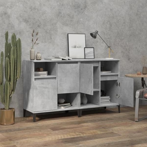 Maison Exclusive - Buffeter 2 stk grå beton 60x35x70 cm ingeniørtræ