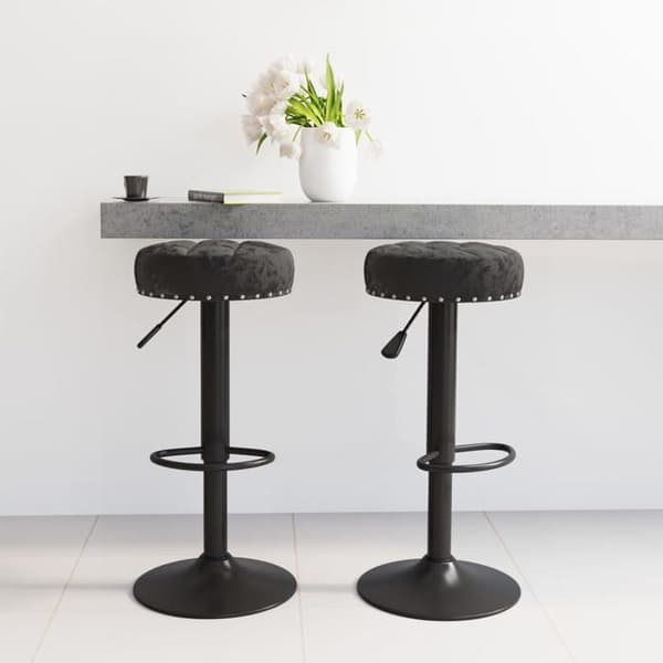 Maison Exclusive - Barstolar set om 2 svart sammet